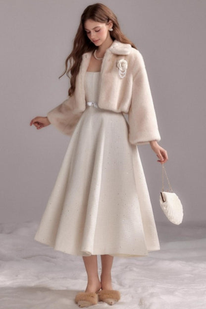 Winter Rabbit Fur Short Lapel Coat