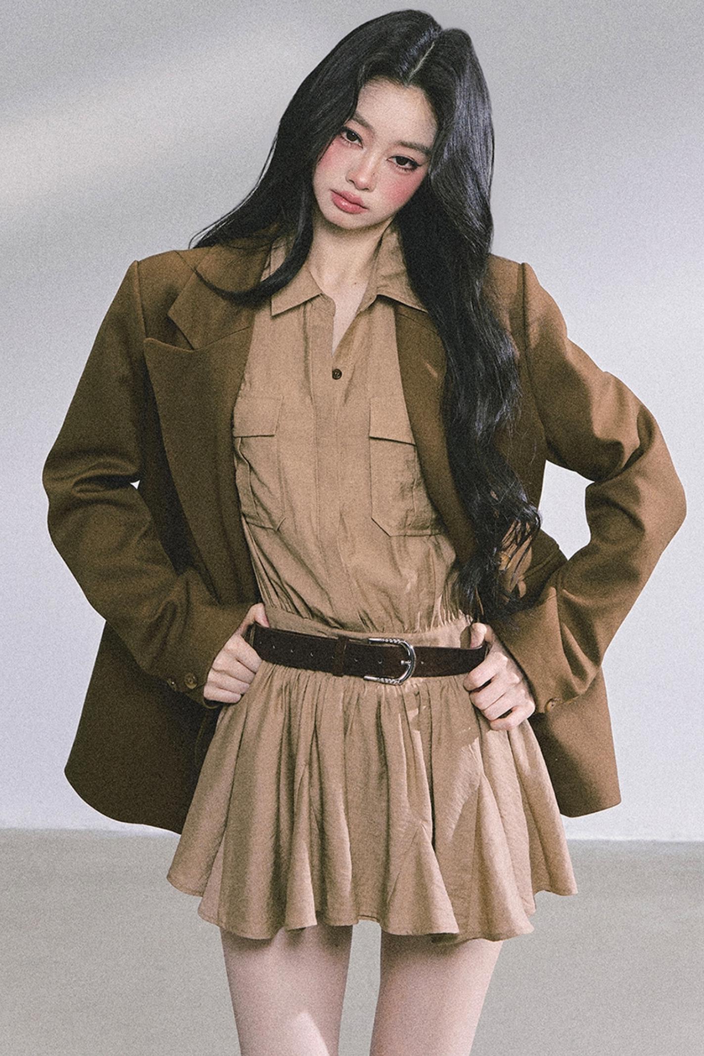 High Wisdom Cargo Dress & Shawl Set