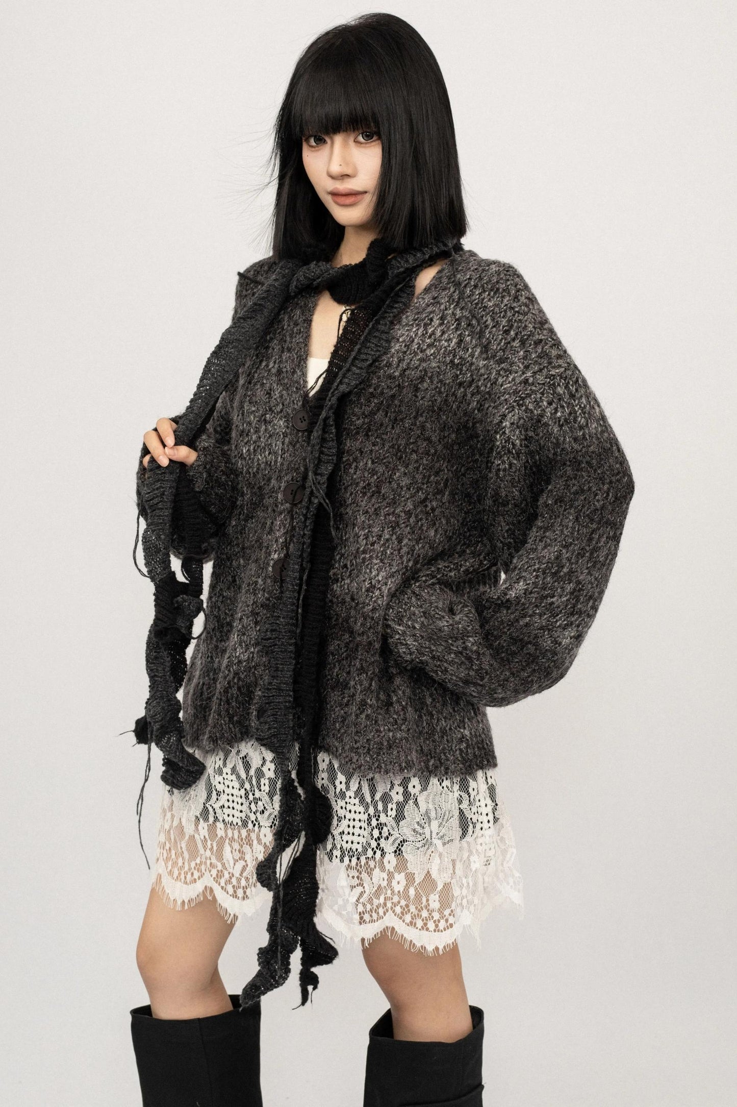 Gradient Loose Knit Cardigan