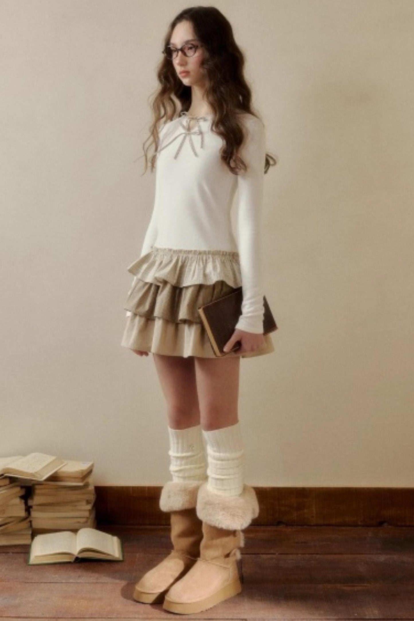 Retro Plaid Knit Tutu Skirt Dress