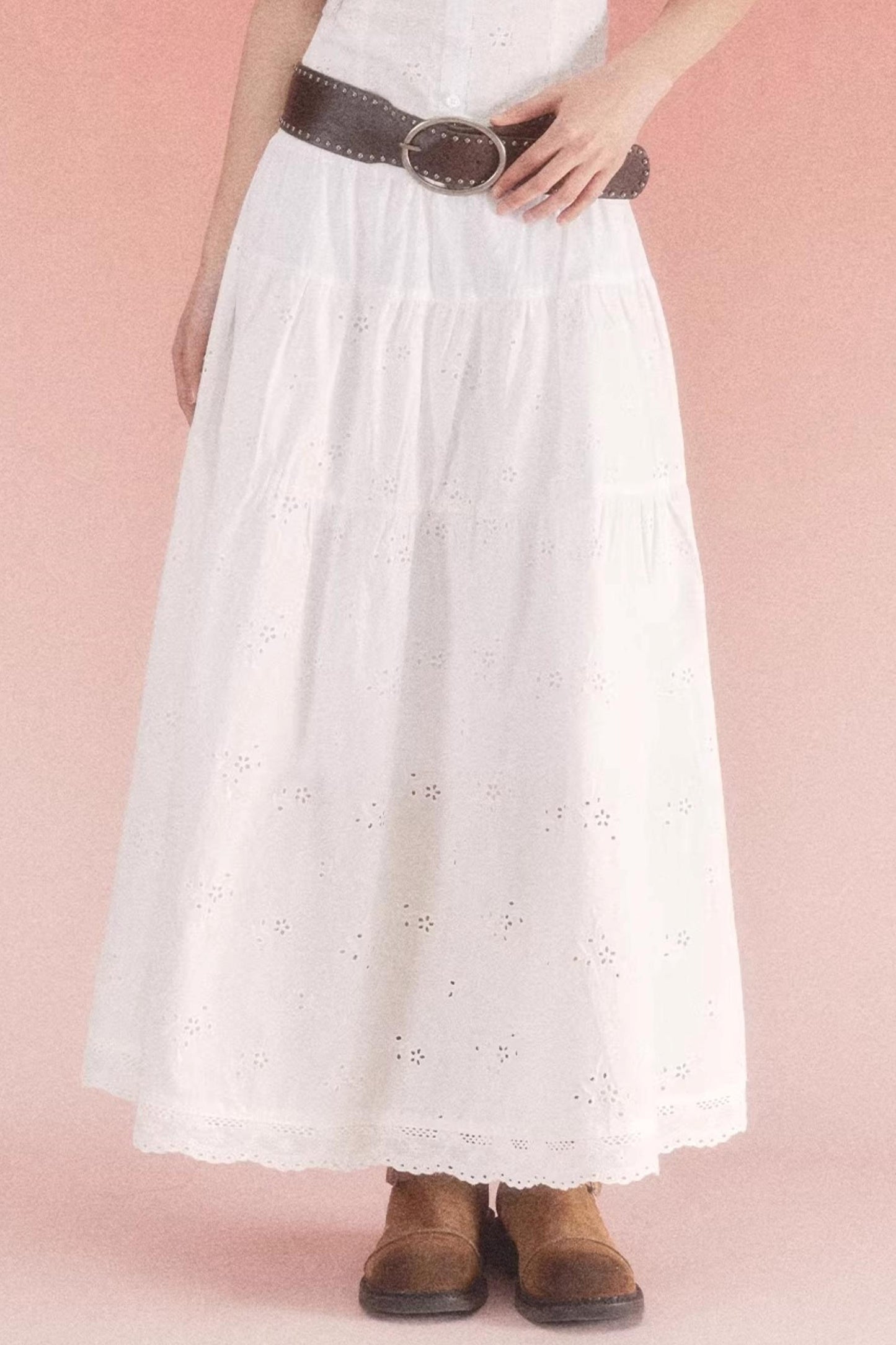 High-Waisted Jacquard A-Line Skirt