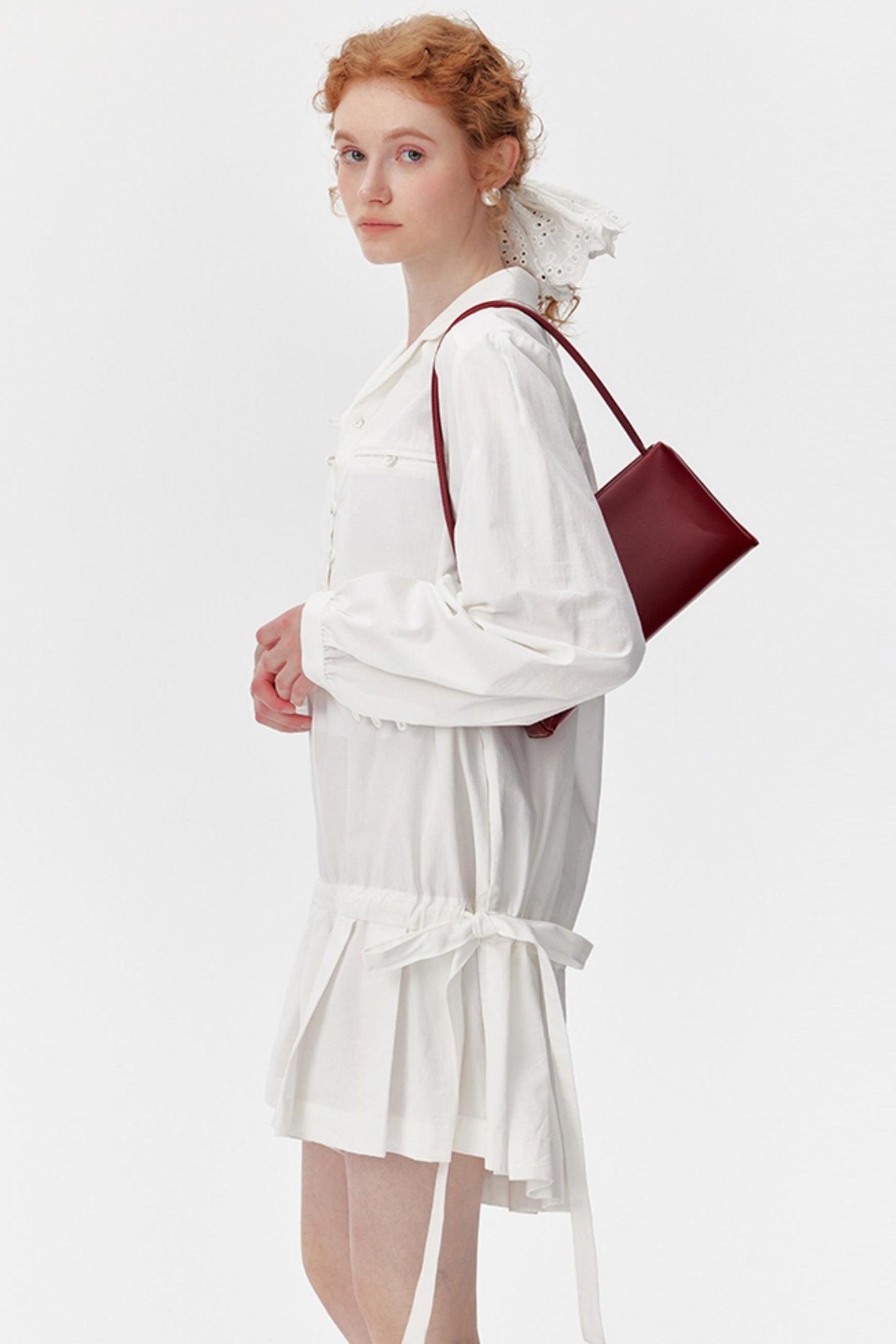 Pleated Drawstring Shirt Dress