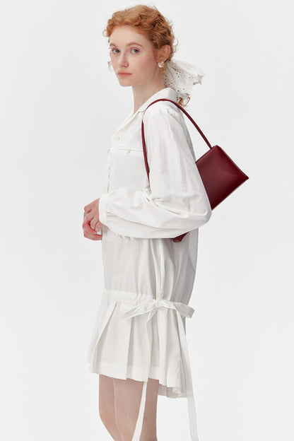 Pleated Drawstring Shirt Dress