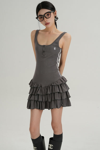 Unique Skirt Halter Mini Dress