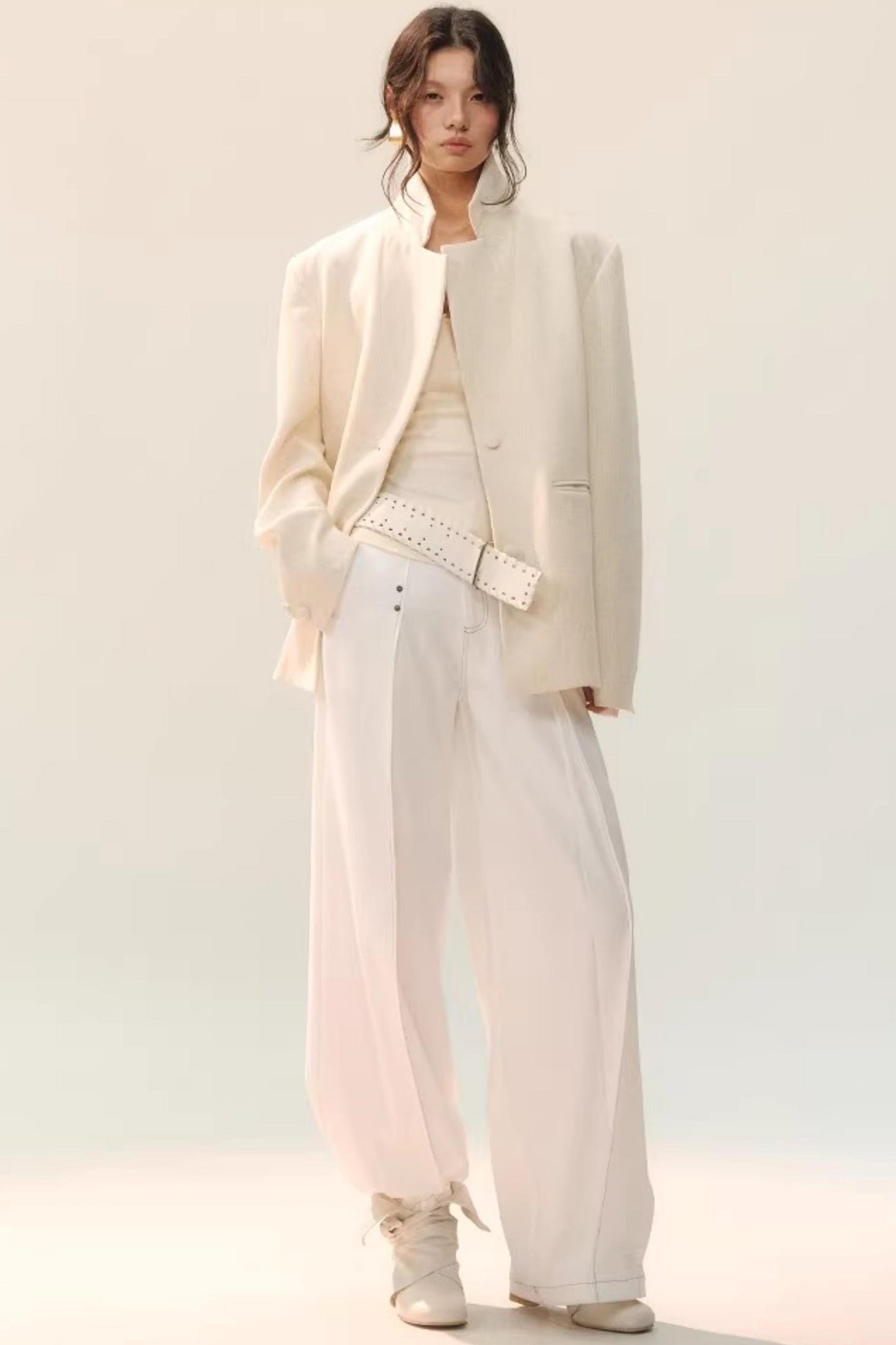 Double Pleated Wide-Leg Pants