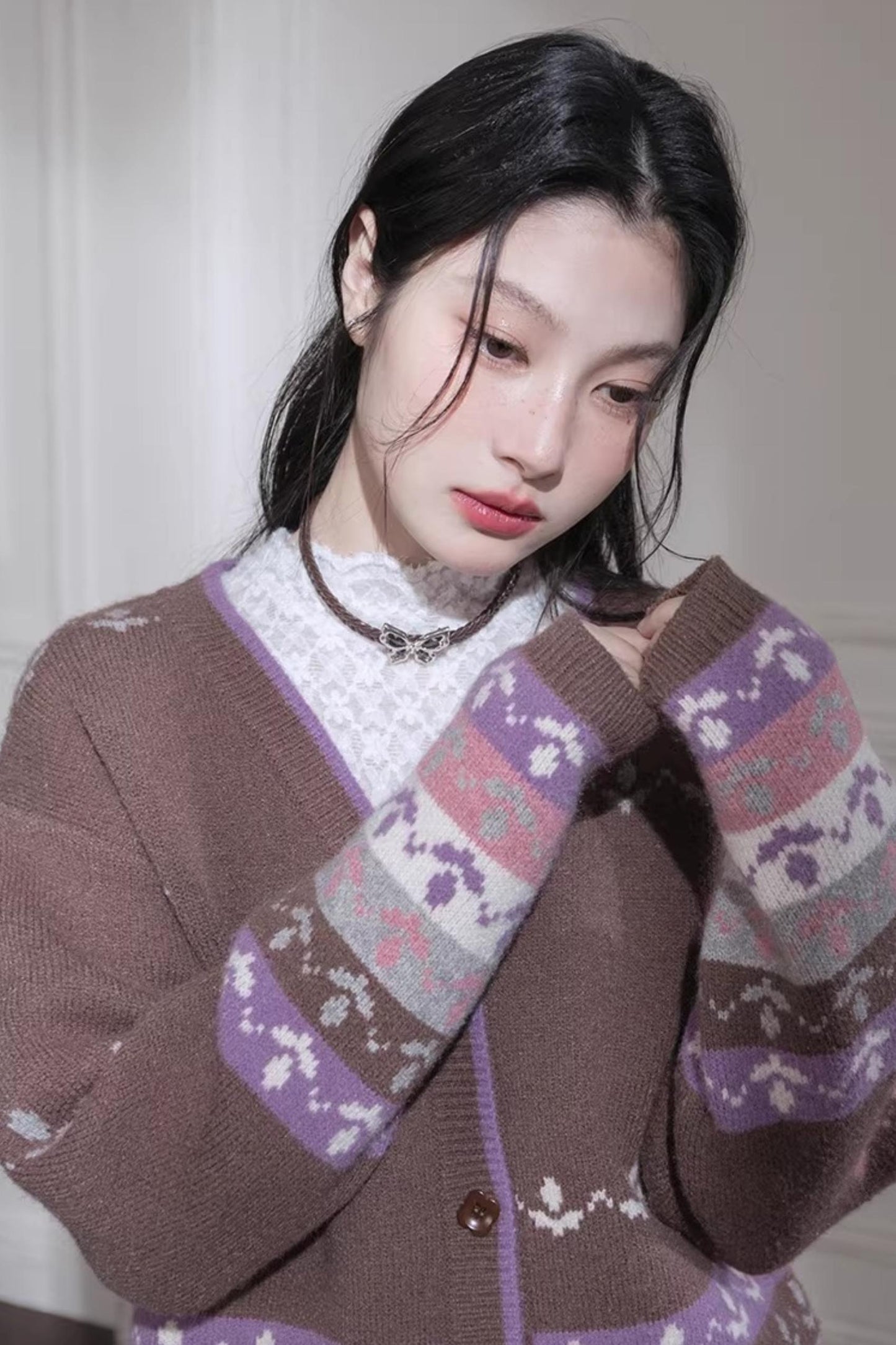 Winter Tulip Wool Cardigan Set