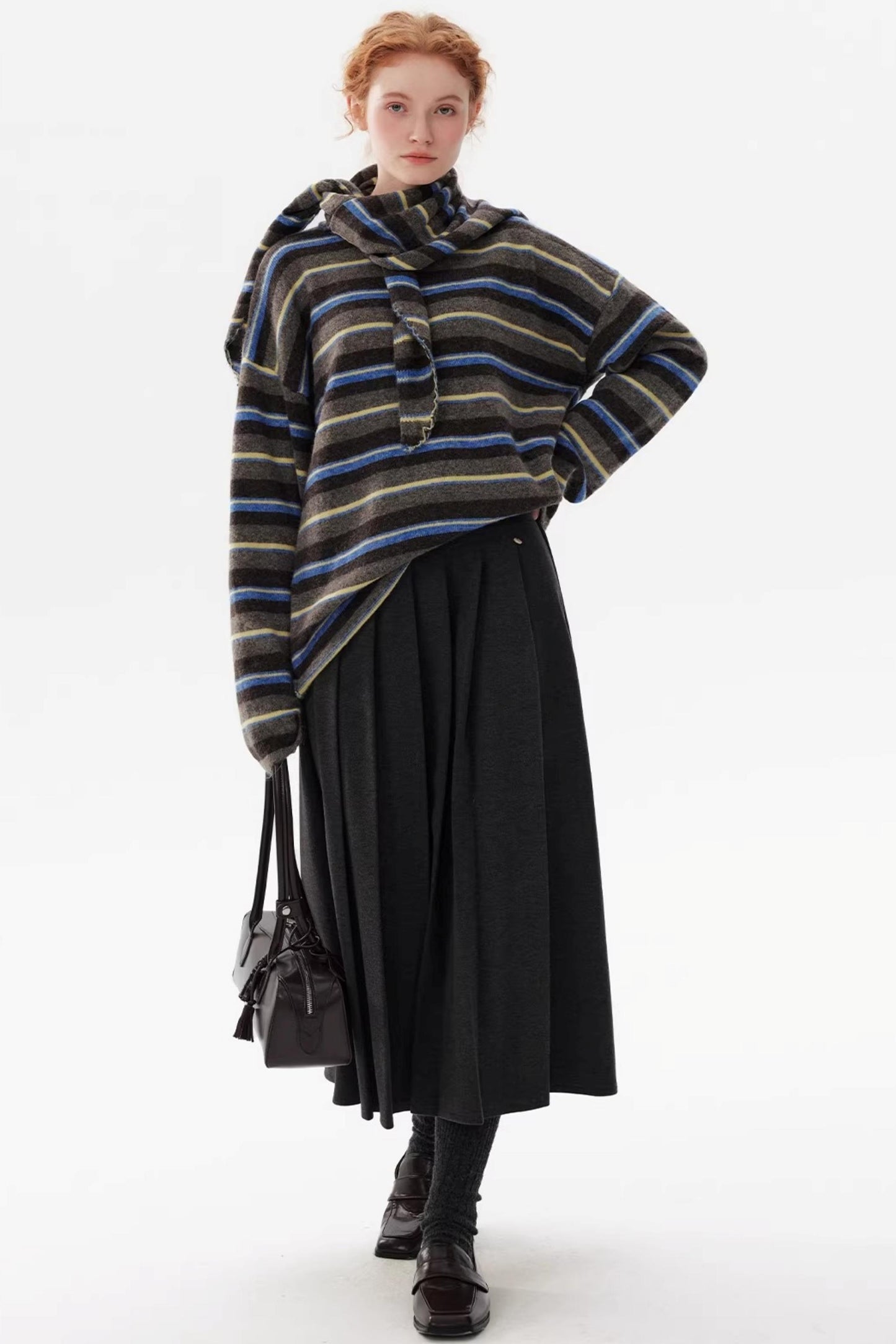 A-Line Woolen Pleated Skirt