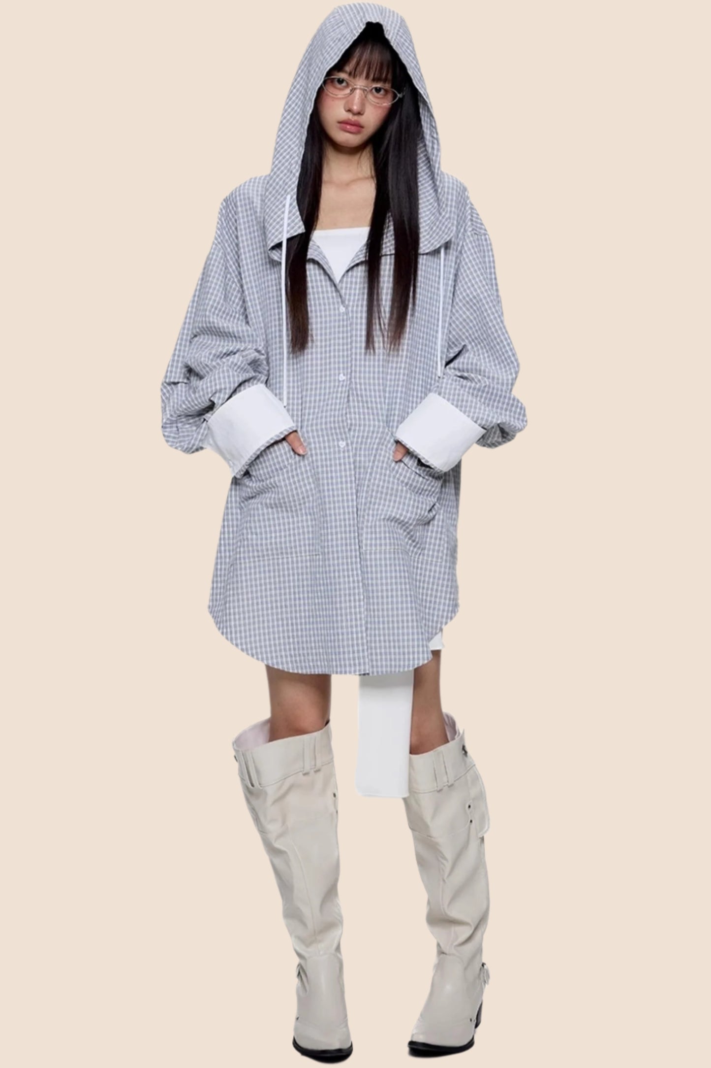 Plaid Hooded Casual Jacket