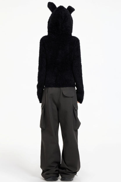 Swingable Hooded Plush Coat