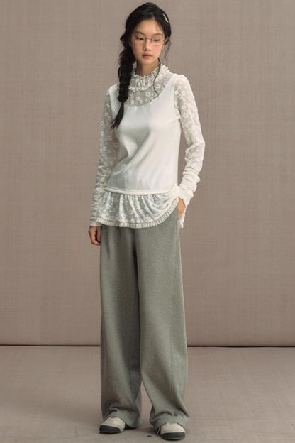 High-Waisted Knitted Wide-Leg Pants