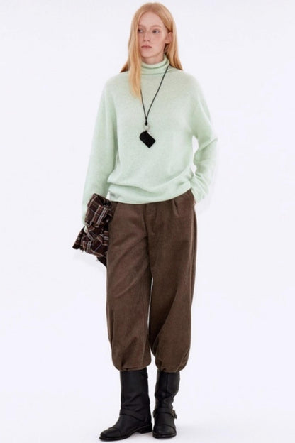 Retro Corduroy Pleated Pants