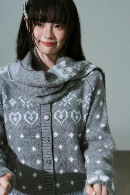 Fair Isle Wool Cardigan Top