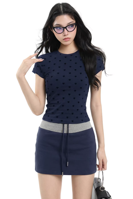 Amerikanisches Retro-Punktmuster-Oberteil