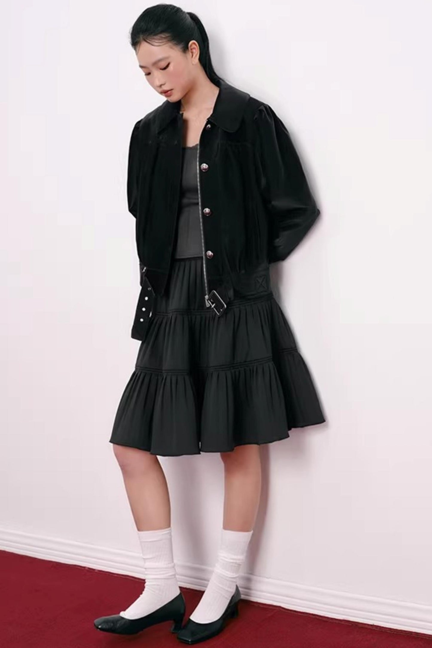 Romantic Pleated Flower Bud Skirt