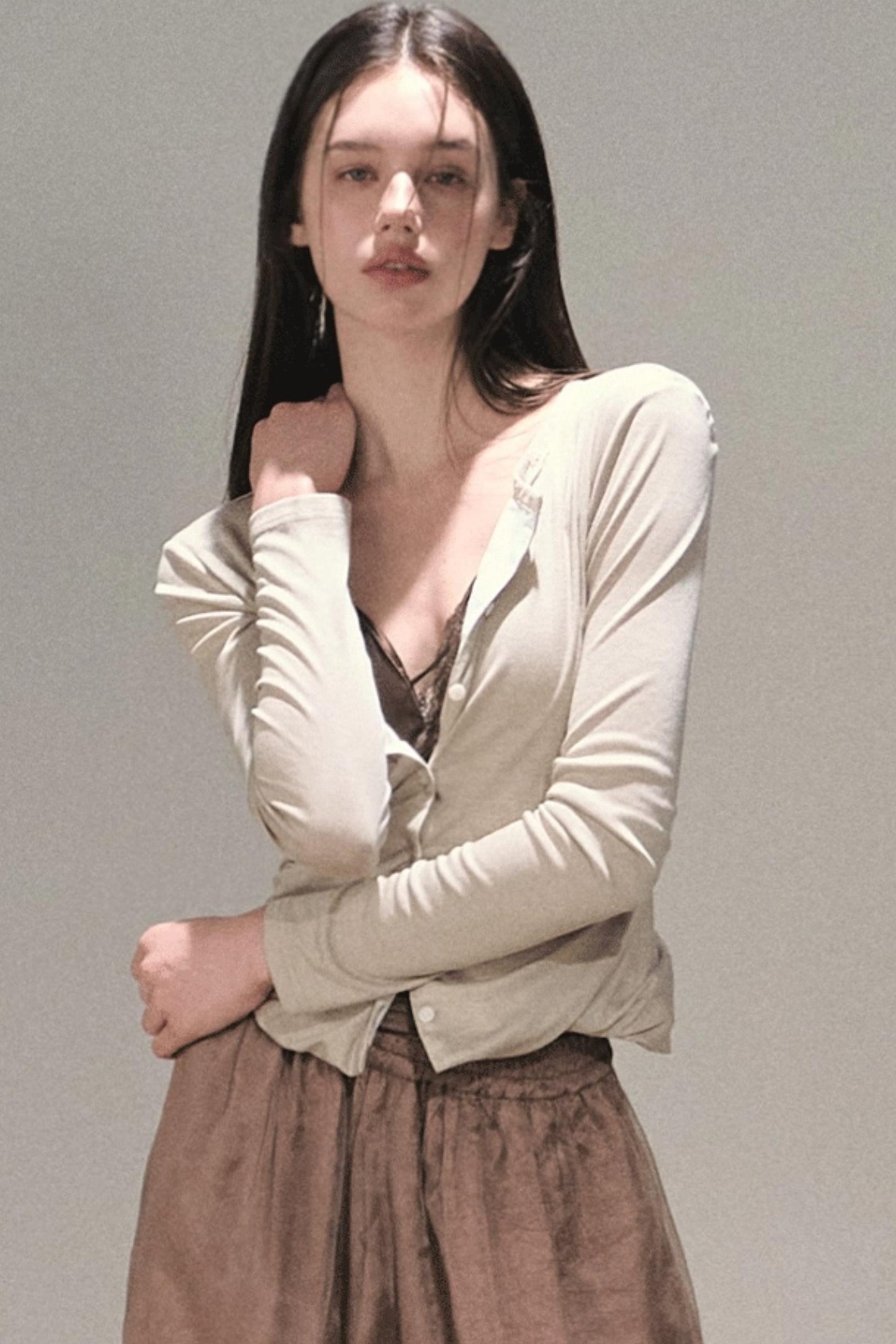 Honest Pleats Reversible Knitted Cardigan Top