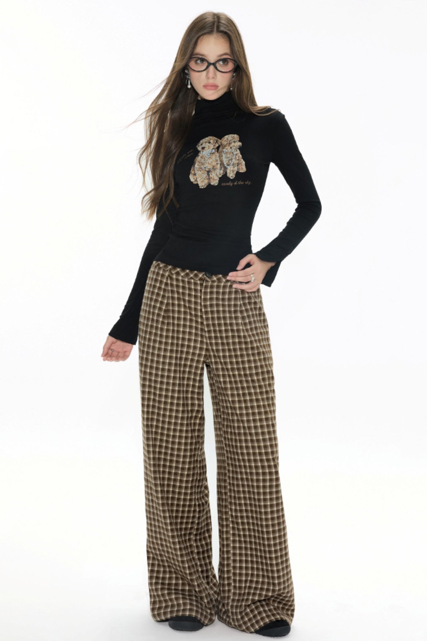 Retro Plaid Straight Pants