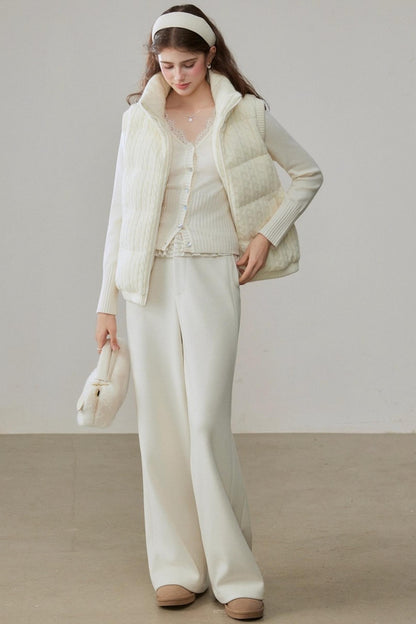 Warm White Stand Collar Vest Jacket