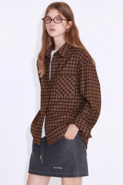 Autumn Embroidery Plaid Shirt