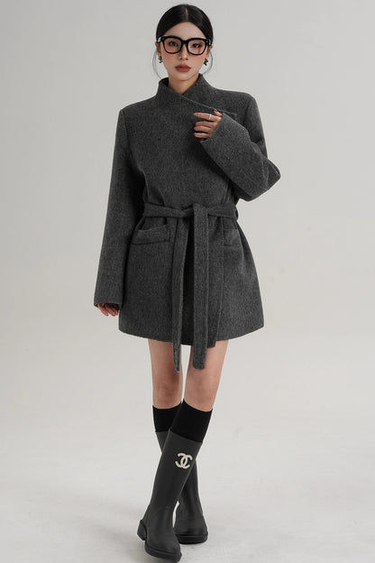 Elegant Wool Bathrobe Coat