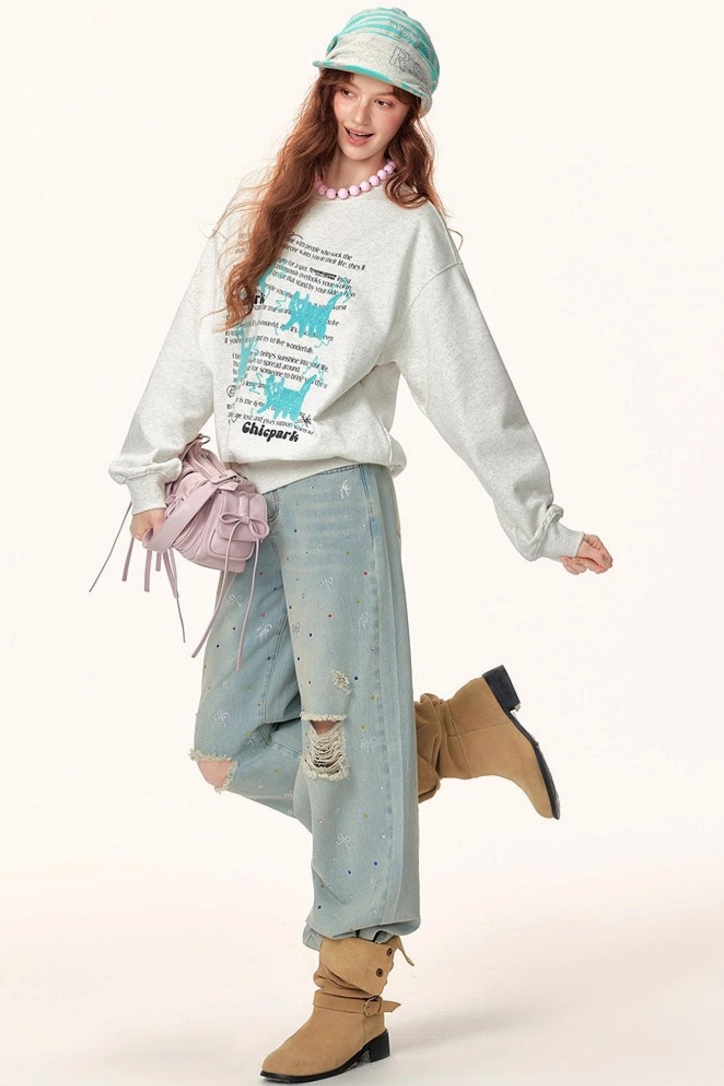 Letter Print Jacquard Sweater