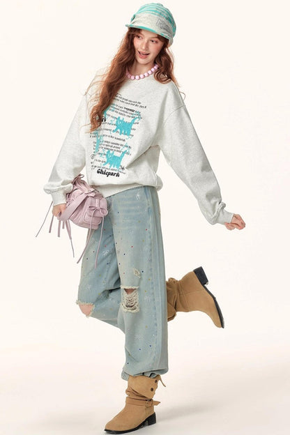 Letter Print Jacquard Sweater