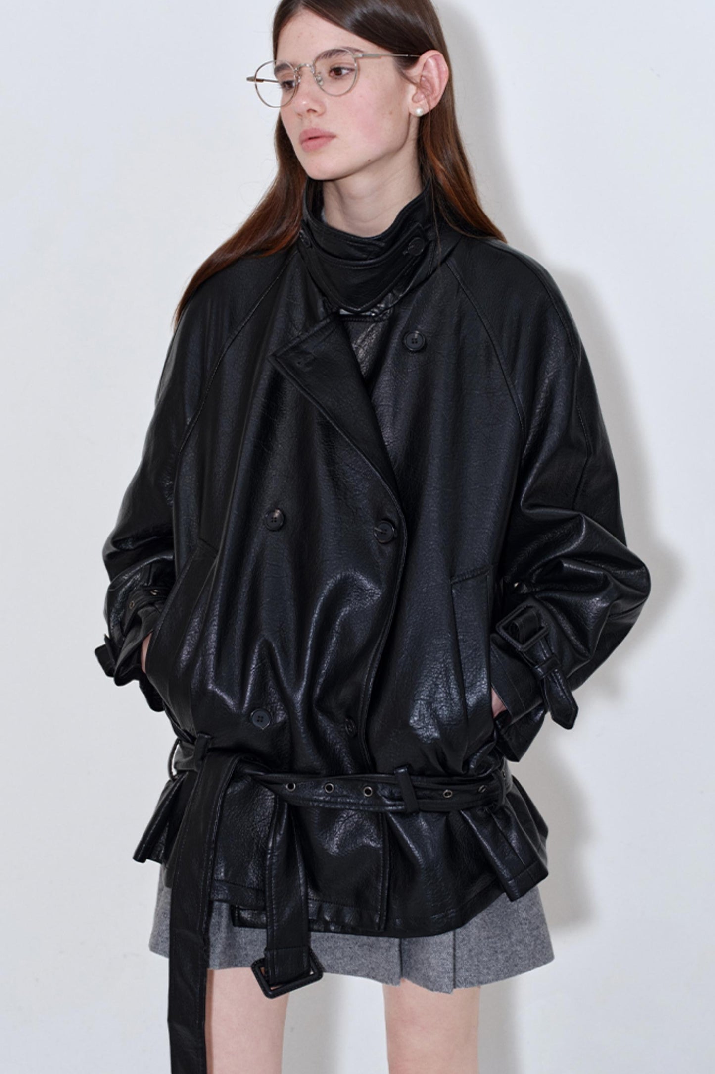 Fashionable Lace-Up Leather Jacket