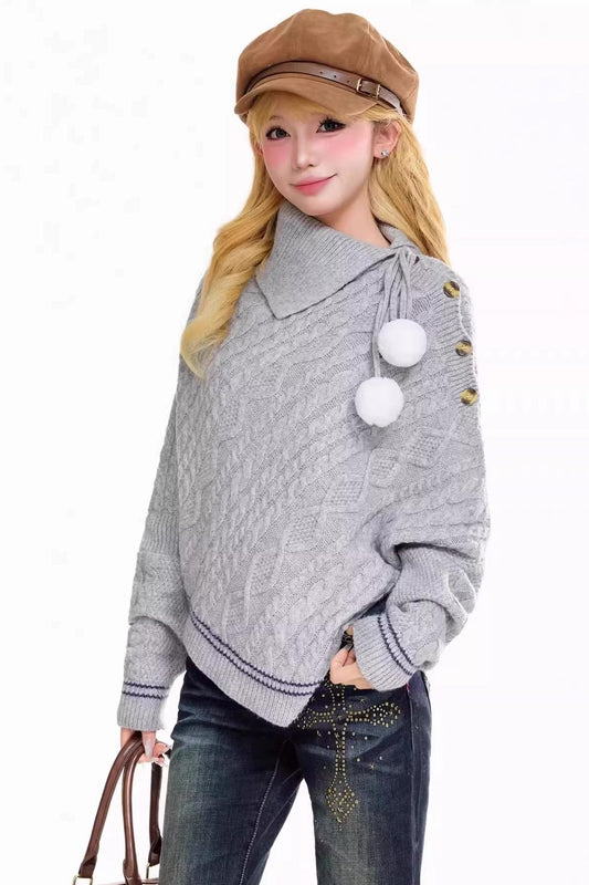 Twist Cape Turtleneck Sweater
