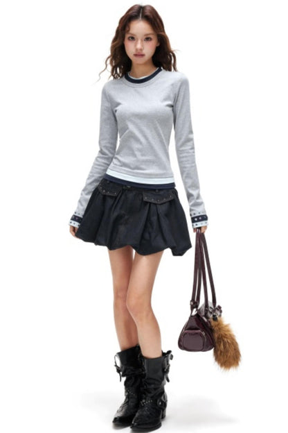 Color-Block Rhinestone Slimming Top