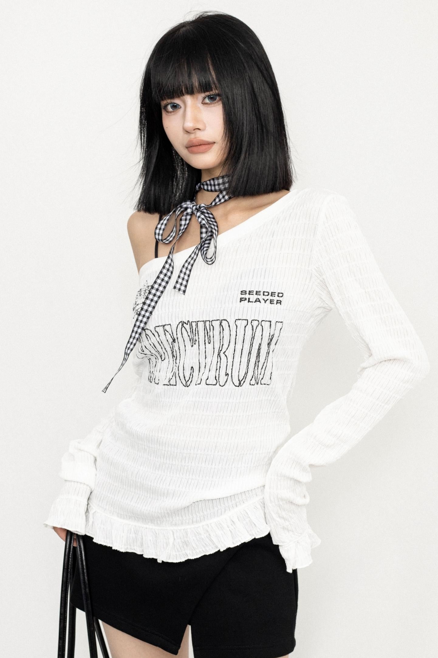 SLANTED SHOULDER FULL SLEEVE TOP