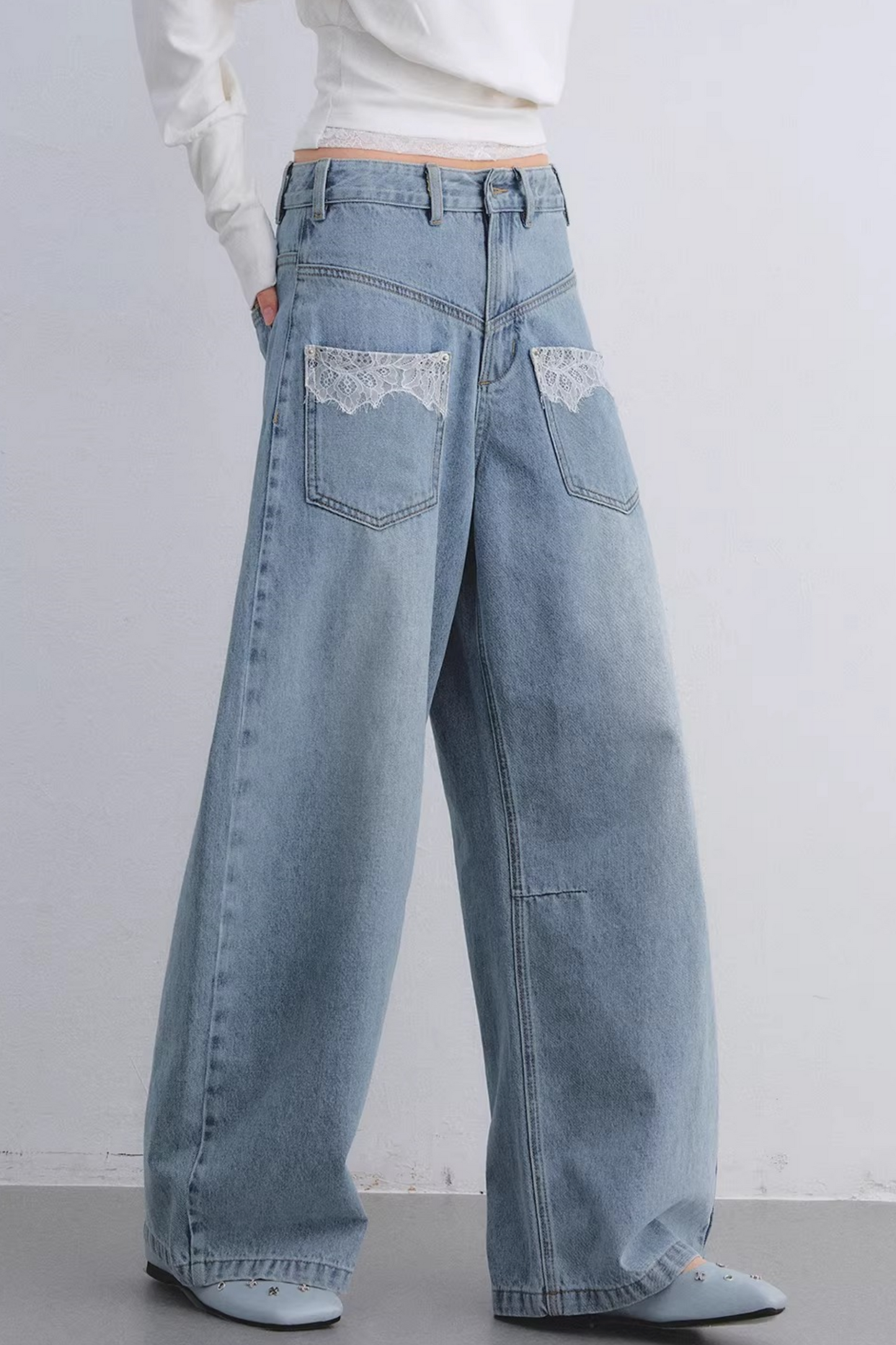 Retro Lace Patchwork Jeans