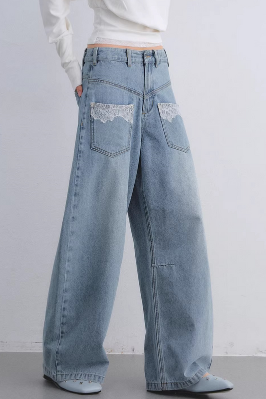 Retro Lace Patchwork Jeans