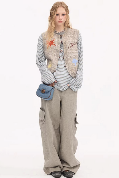 Embroidered Beaded Knitted Vest