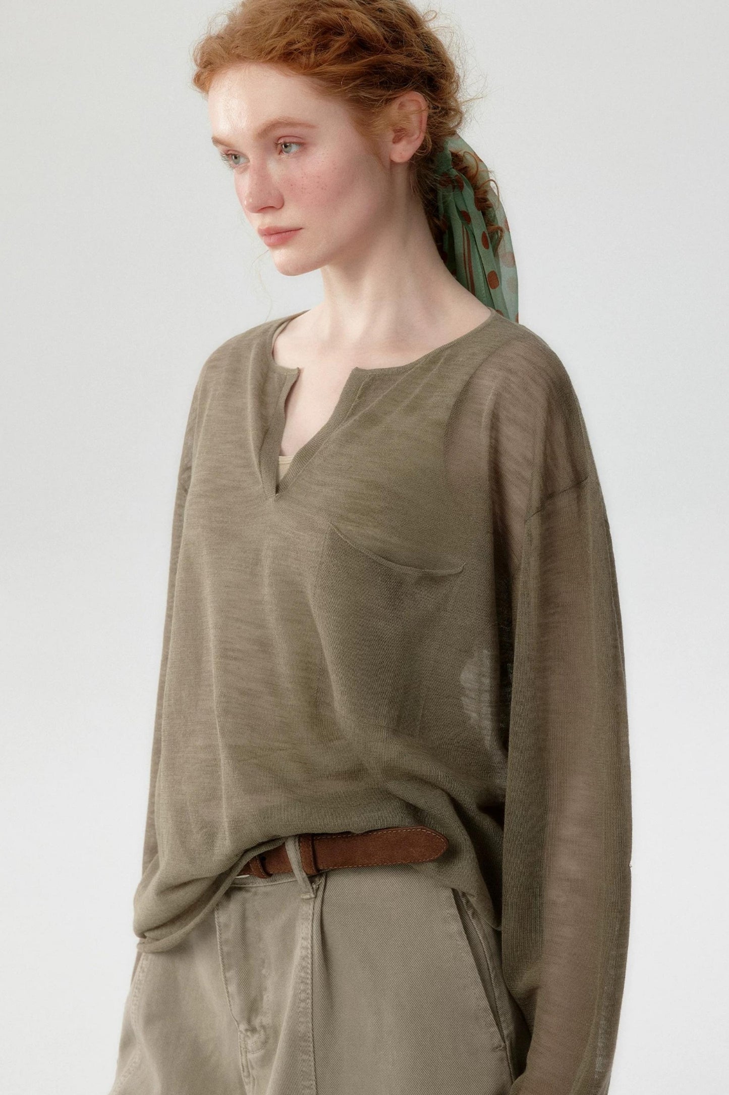 Blusa de punto de lino de bambú
