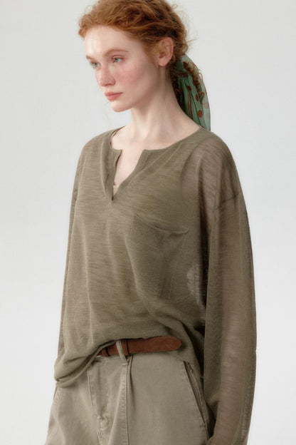 Blusa de punto de lino de bambú
