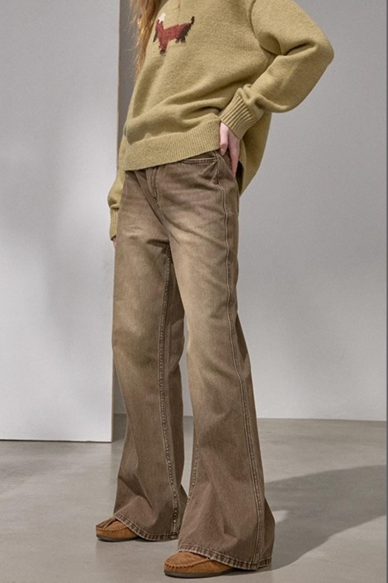 Embroidered Flared Denim Pants