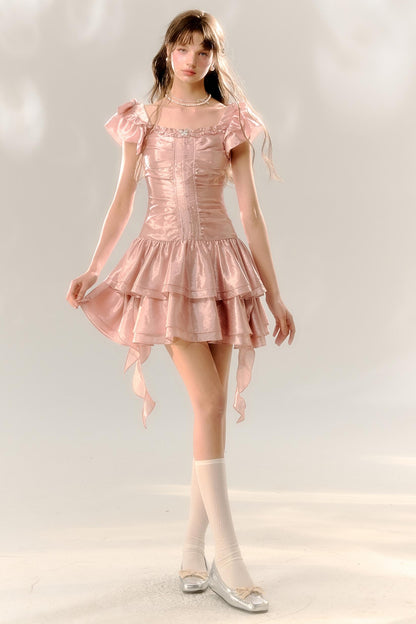 Birthday Cake Pink Pleated Dress