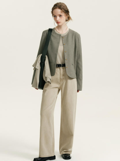 High-Waisted Tencel Straight Pants