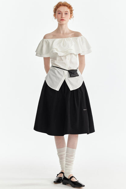 One-Shoulder Lyocell Ruffled Slimming Top