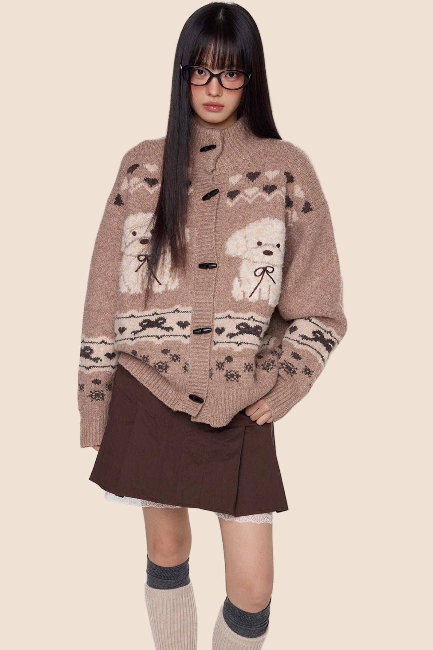 Vintage Dog Knit Cardigan Sweater