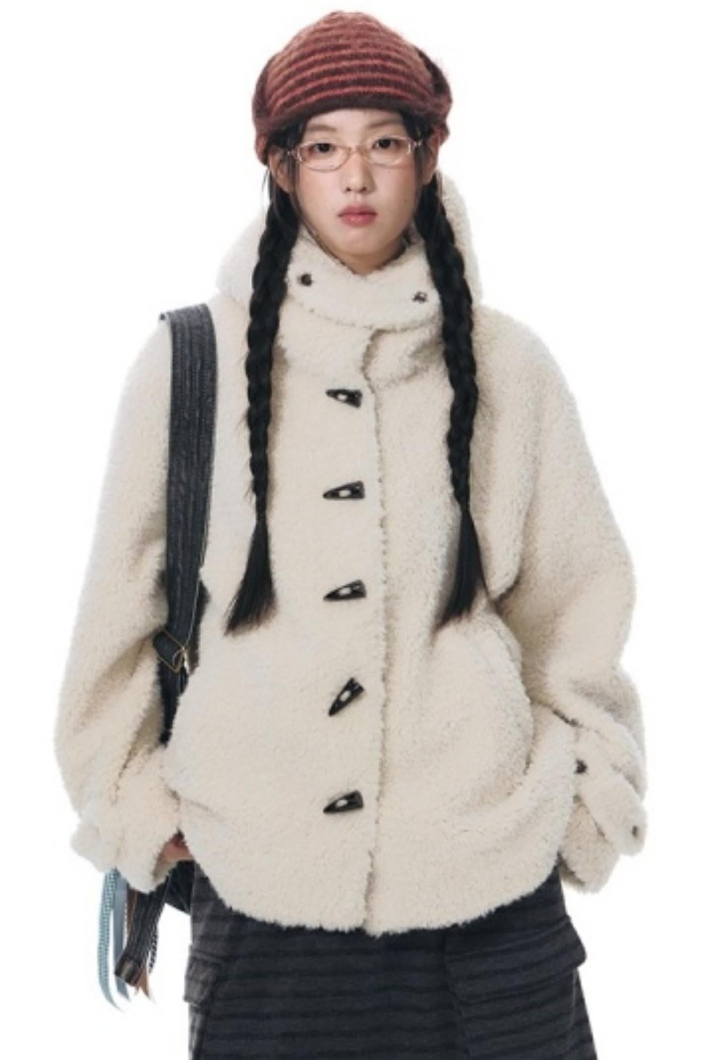 Cozy Hooded Lamb Wool Jacket