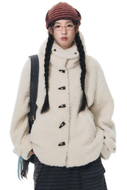 Cozy Hooded Lamb Wool Jacket