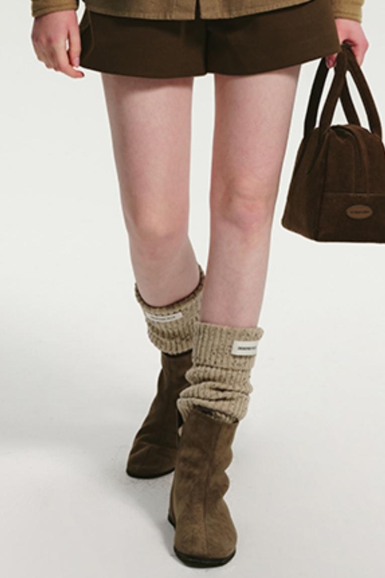 Cuffed Wool Calf Stacking Socks