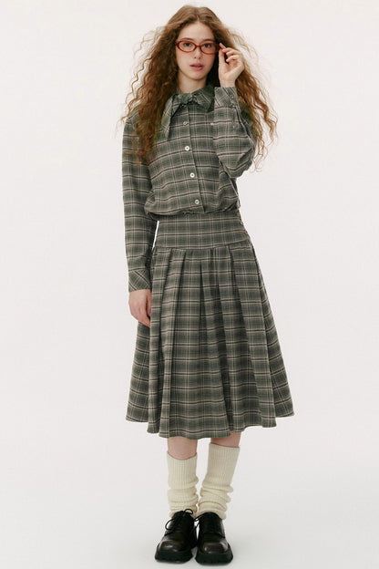 Autumn Plaid Midi Skirt