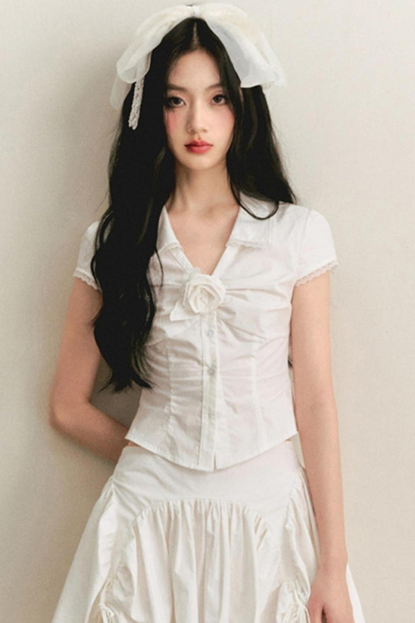 Light Lace-Up Pleated Skirt Set-Up