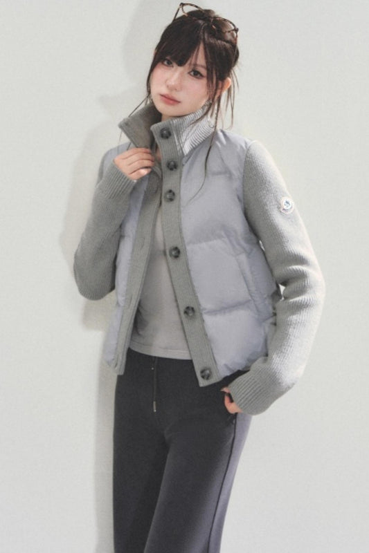 Knitted Patchwork Down Jacket