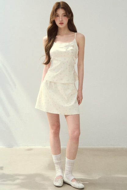 Satin Floral Camisole Skirt Set-Up