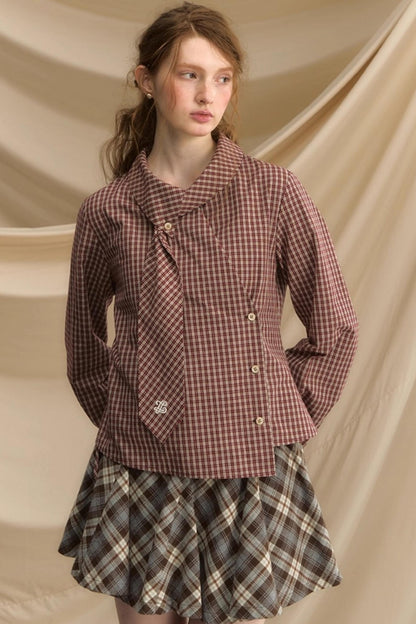 Relaxed Diagonal Plaid Shirt