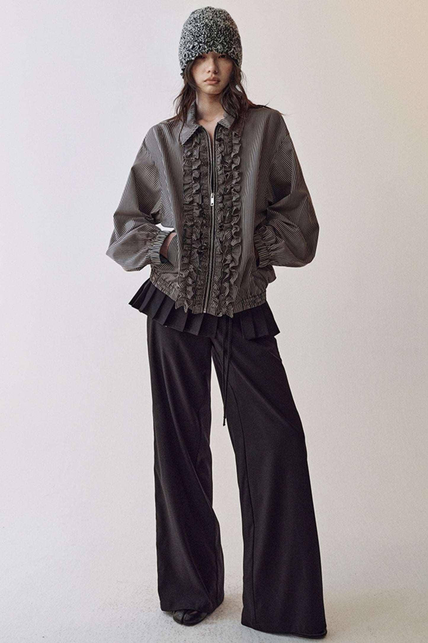 Pleated Wide-Leg Trousers