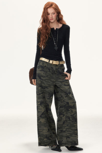 Camouflage Seam Cargo Pants