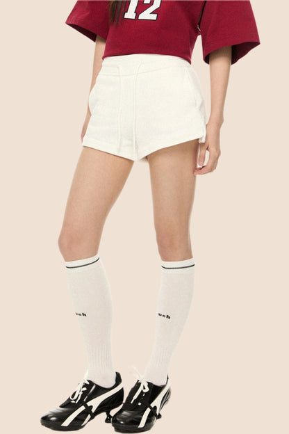 White High-Waist Hot Pants